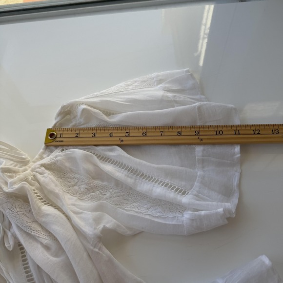 Miss June Paris Blouse Womens White Boho Cold Shoulder Bell‎ Sleeve Lace S/M - Picture 15 of 16